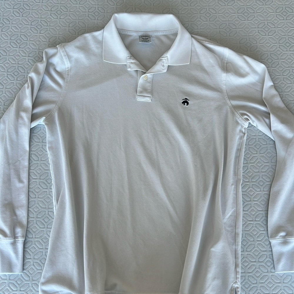 Men’s Brooks Brothers Slim Fit Large Long Sleeve Polo white like new